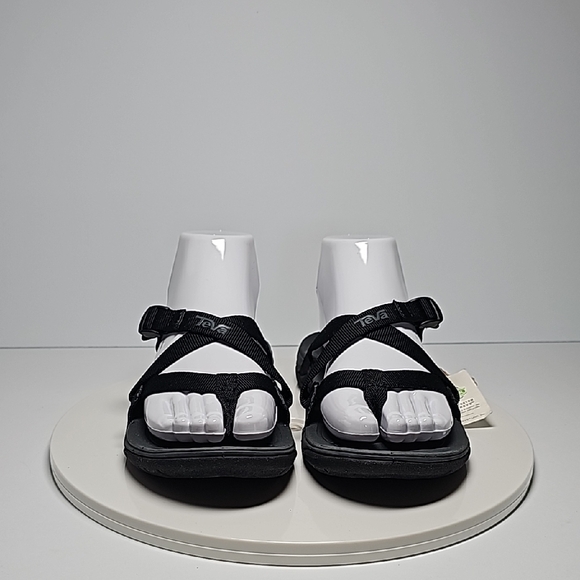 Teva Ascona Flip Flops Sandals Strappy Supportive Quick Drying Vegan Black 6 - Picture 2 of 11